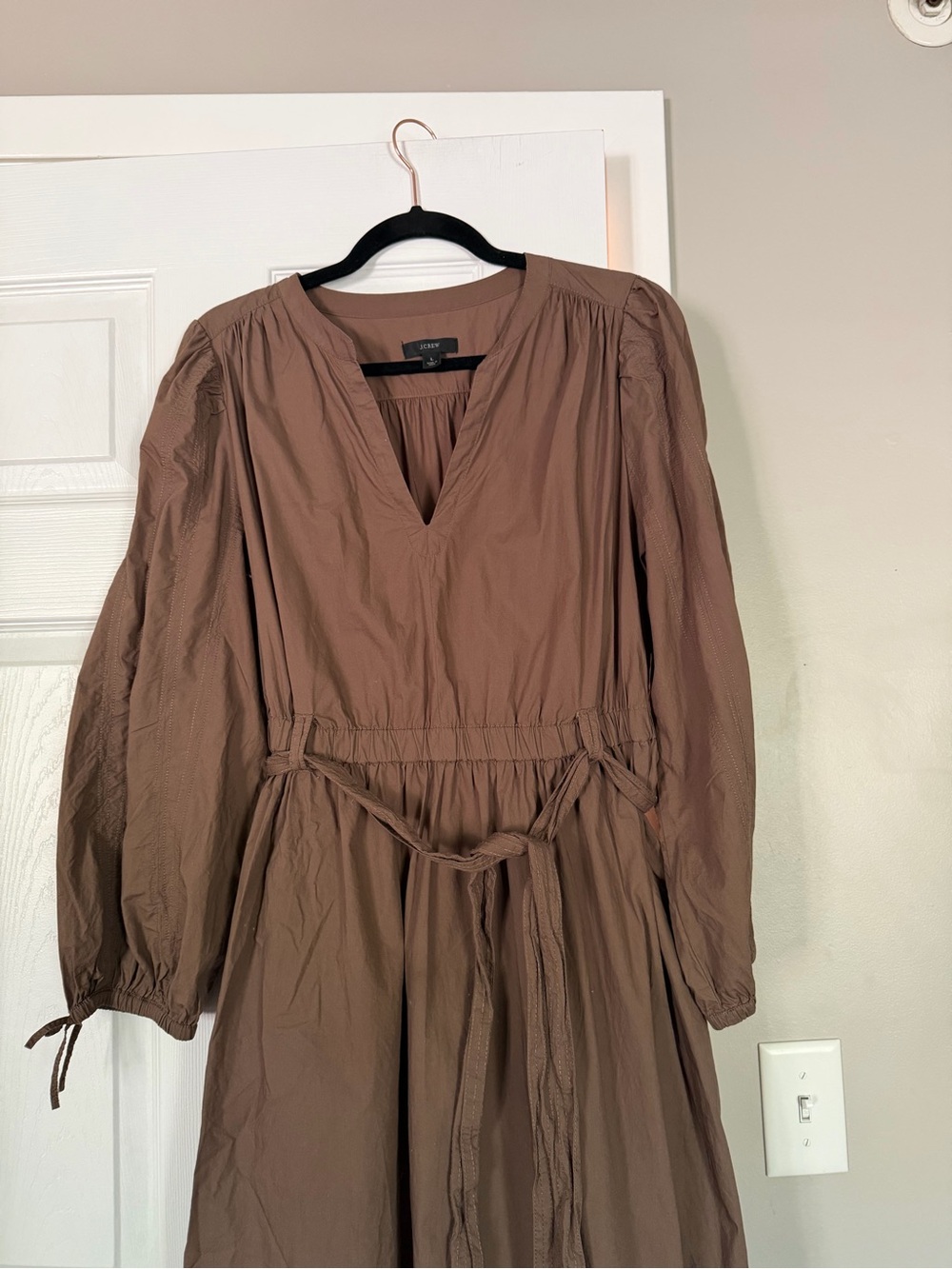 Jcrew Brown Long Belted Maxi Dress Long Sleeve Modest - Picture 2 of 6